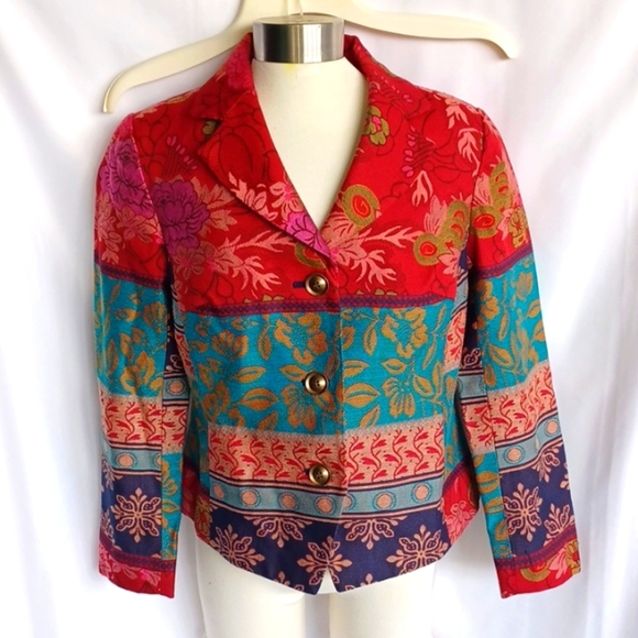 Coldwater Creek Multicolor Floral Blazer 10P, Like New, 19" PTP, 21" L - Picture 1 of 7